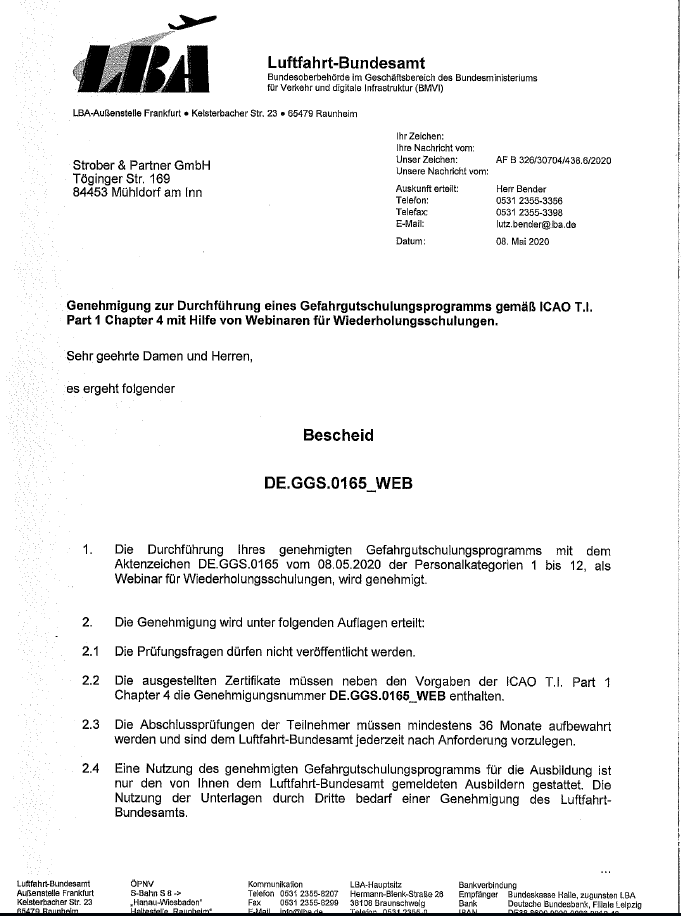 Zulassung LBA
